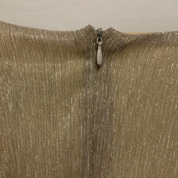 MSK Gold Metallic V-Neck Flutter Sleeve Handkerchief Hem Midi Dress Size XL - Picture 9 of 15